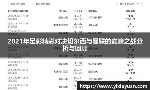 2021年足彩精彩对决切尔西与曼联的巅峰之战分析与回顾